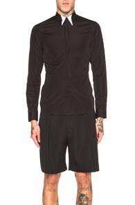 Givenchy Silver Star Contrast Collar Shirt In Black