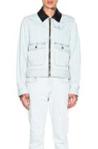 Givenchy Destroyed Denim Jacket With Leather Collar In Blue