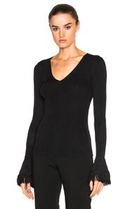 Derek Lam 10 Crosby Bell Sleeve Sweater In Black