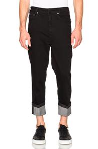 Neil Barrett Slouch Skinny Deep Cuff Jeans In Black