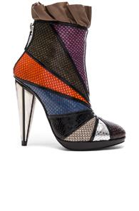 Rodarte Embossed Metallic Leather Ankle Booties In Purple,green,orange,animal Print