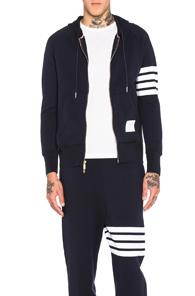 Thom Browne Engineered 4 Bar Zip Hoodie In Blue