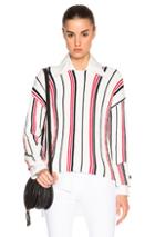 Frame Denim Cropped Crew Sweater In Stripes,white,red
