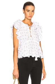 Sea Embroidery Flutter Tank In Geometric Print,white