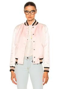 Coach 1941 Reversible Varsity Jacket In Floral,pink,stripes,white