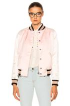 Coach 1941 Reversible Varsity Jacket In Floral,pink,stripes,white