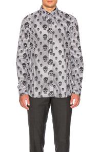Alexander Mcqueen Skull Print Shirt In White,stripes,black
