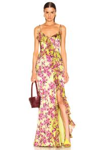 Cinq A Sept Velma Gown In Floral,green,pink