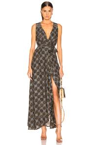 Natalie Martin Danika Sleeveless Dress In Abstract,black,blue,polka Dots