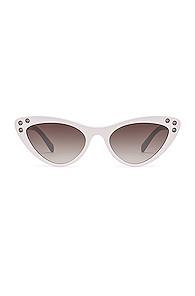 Miu Miu Embellished Cat Eye Sunglasses In White