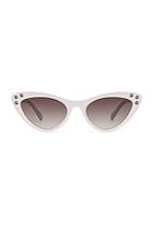 Miu Miu Embellished Cat Eye Sunglasses In White