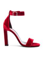 Saint Laurent Grace Velvet Ankle Strap Sandals In Red