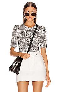 Enza Costa For Fwrd Half Sleeve Crew In Animal Print,gray