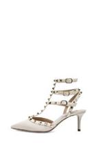 Valentino Rockstud Leather Slingbacks T.65 In White