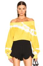 Msgm Marina Tie Dye Off Shoulder Sweater In Stripes,yellow,white