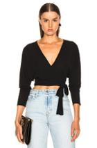Norma Kamali Long Sleeve Dolman Wrap Top In Black