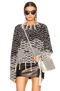 Saint Laurent Cropped Jacquard Sweater In Black,neutrals