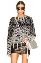 Saint Laurent Cropped Jacquard Sweater In Black,neutrals