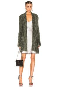 Baja East Fuzzy Knit Jacket In Green