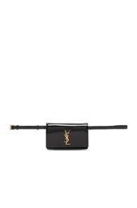 Saint Laurent Patent Monogramme Kate Hip Belt With Pouch In Black