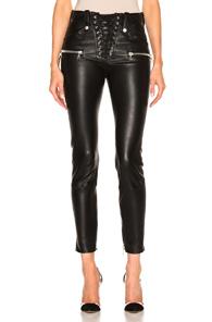 Unravel Lace Front Skinny Leather Pants In Black