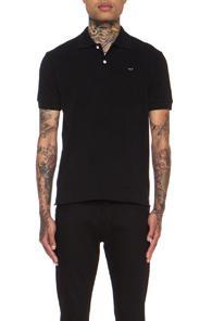 Comme Des Garcons Play Small Black Emblem Cotton Polo In Black