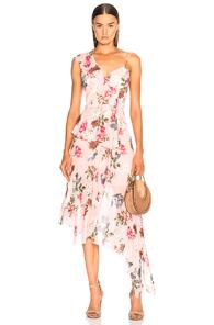Nicholas One Shoulder Frill Dress In Floral,pink