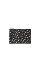 Givenchy Medium Pink Hibiscus Printed Pouch In Black,floral