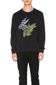 Burberry Rabbit Flock Print Sweatshirt In Black