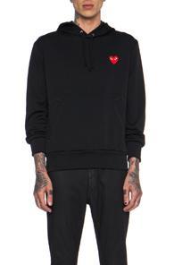 Comme Des Garcons Play Red Emblem Poly Hoodie In Black