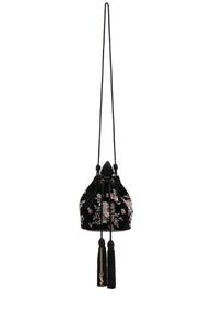Saint Laurent Small Velvet Embroidered Anja Bucket Bag In Black,floral