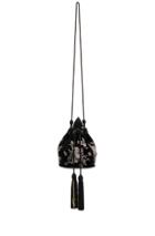 Saint Laurent Small Velvet Embroidered Anja Bucket Bag In Black,floral