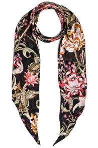 Roberto Cavalli Printed Light Satin Scarf In Black,floral