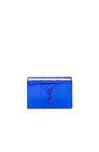 Saint Laurent Toy Metallic Kate Snakeskin Monogramme Strap Wallet Bag In Blue,metallics,animal Print