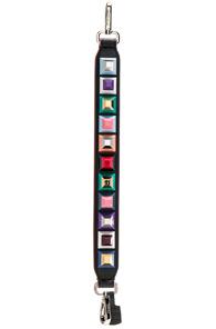 Fendi Mini Embellished Bag Strap In Black