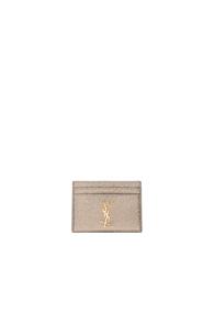 Saint Laurent Metallic Monogram Credit Card Case In Metallics,gray