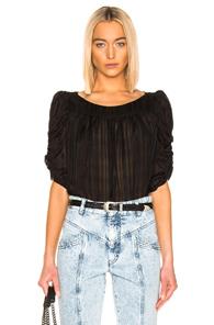 Frame Kate Shirred Top In Black