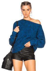 T By Alexander Wang Mohair Asymmetrical Sweater In Blue