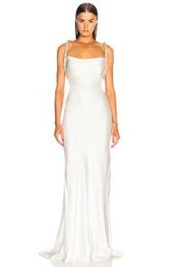 Oscar De La Renta Crystal Strap Gown In White