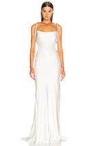 Oscar De La Renta Crystal Strap Gown In White