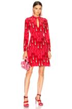 Valentino Chiffon Lipstick Waves Printed Mini Dress In Red