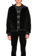 Yves Salomon Nylon Jacket With Sheared Rabbit Fur In Black