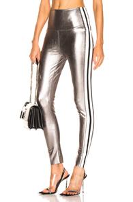 Norma Kamali Side Stripe Legging In Metallic,stripes