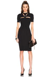 Alexander Mcqueen Cut Out Neck Pencil Dress In Black