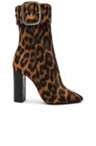 Saint Laurent Leopard Print Pony Hair Joplin Buckle Boots In Brown,animal Print