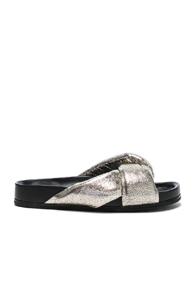 Chloe Metallic Leather Nolan Slides In Metallics