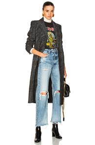 Smythe Peaked Lapel Coat In Black,checkered & Plaid