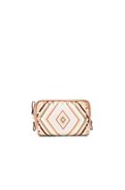 Valentino Rockstud Small Washbag In Neutrals,geometric Print,green
