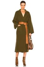 Loewe Leather Belt Coat In Green