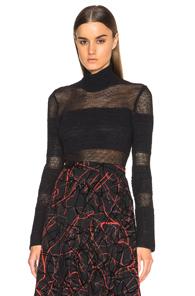 Proenza Schouler Woven Mesh Turtleneck In Black